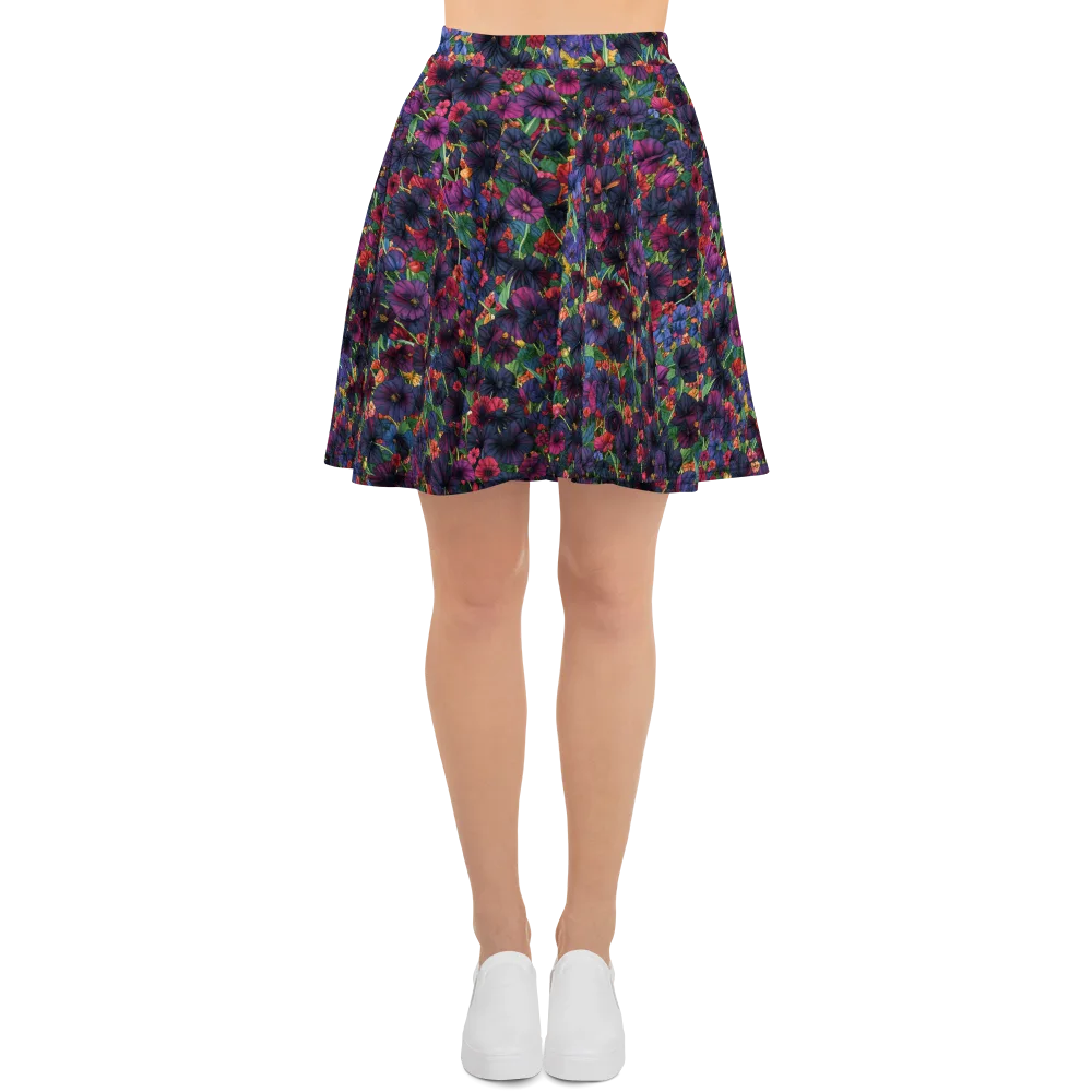 Velvet Wildflowers on Skater Skirt — Front