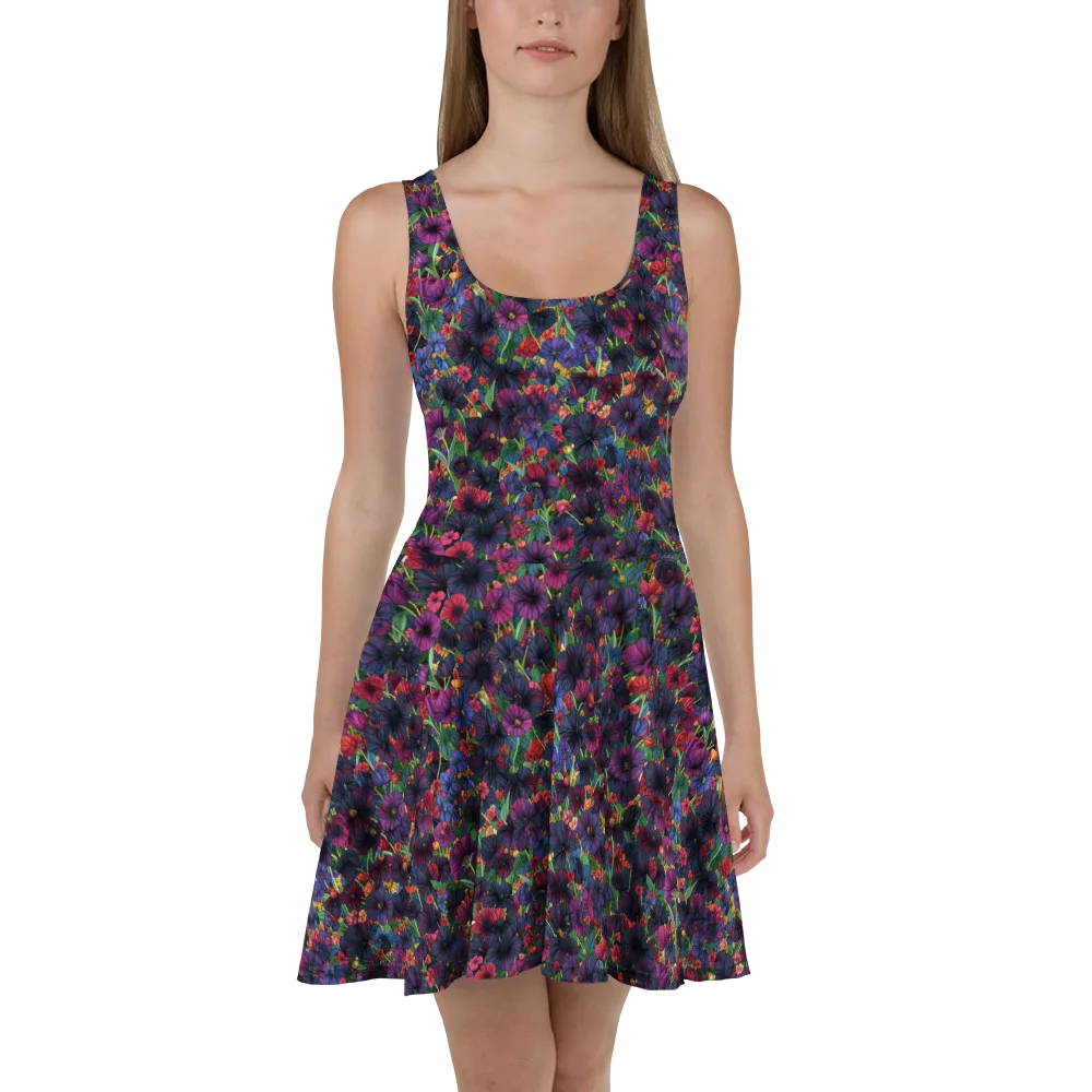 Velvet Wildflowers on Skater Dress — Front