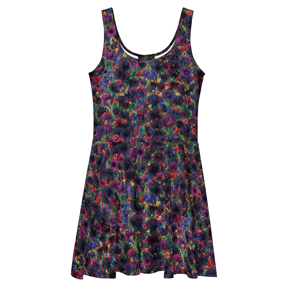 Velvet Wildflowers on Skater Dress — Front