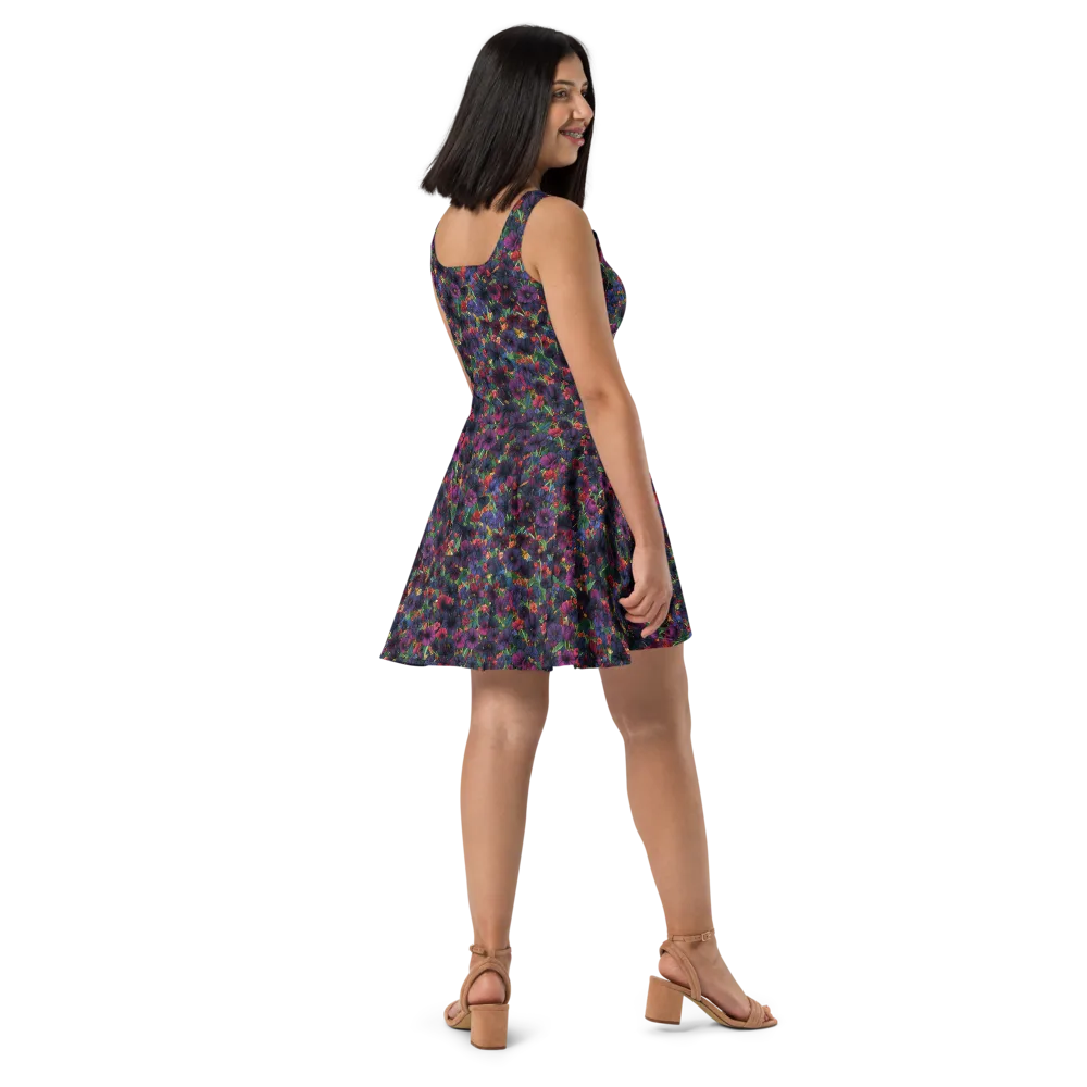 Velvet Wildflowers on Skater Dress — Right