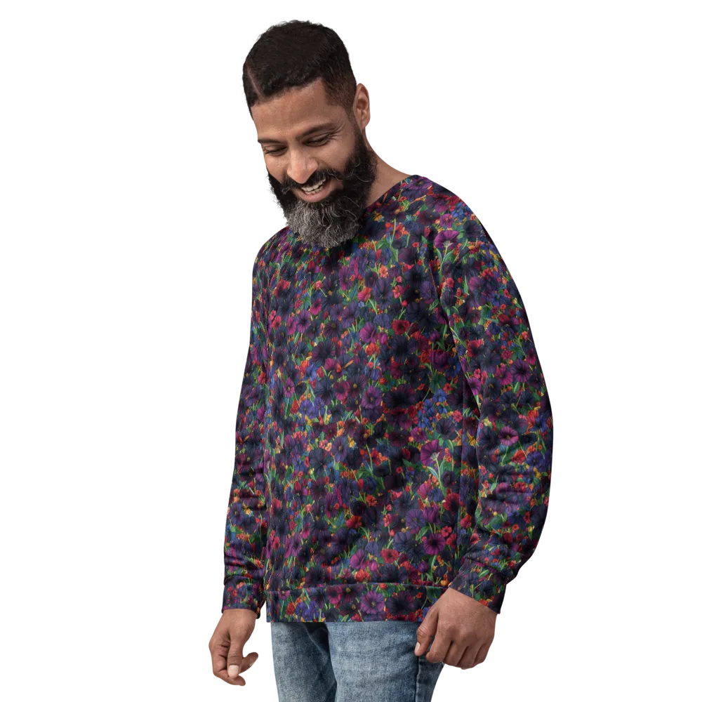 Velvet Wildflowers on Sweatshirt — Left Front