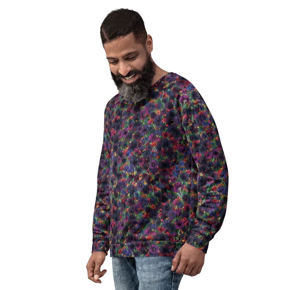 Velvet Wildflowers on Sweatshirt — Left Front