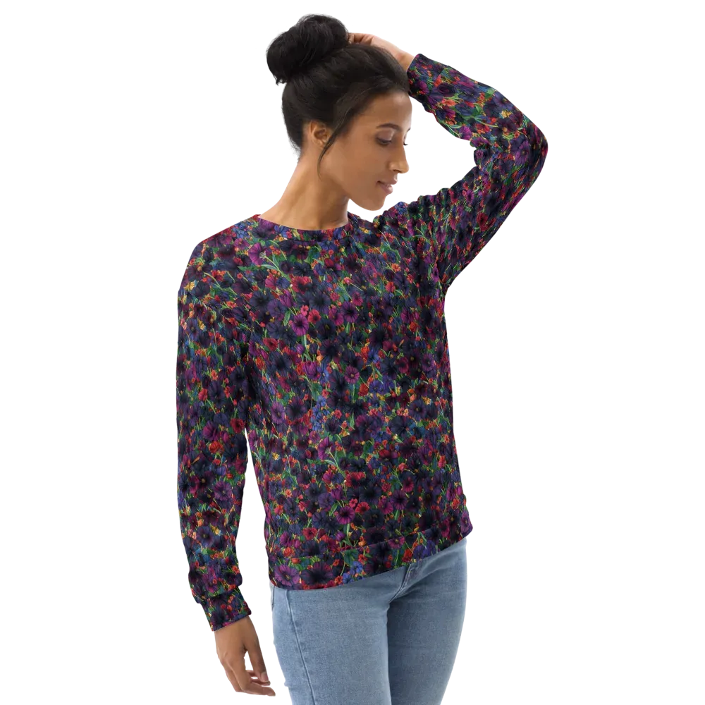 Velvet Wildflowers on Sweatshirt — Right Front