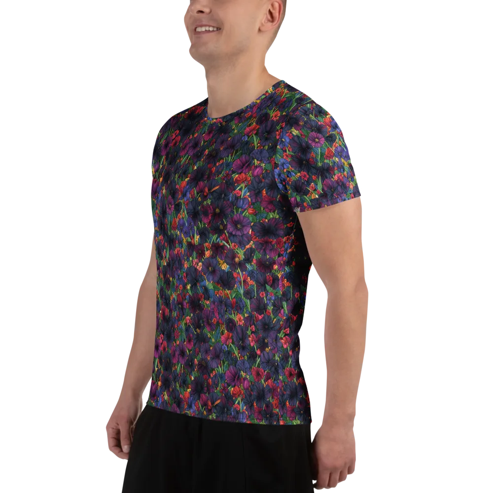 Velvet Wildflowers on Men's Athletic T-Shirt — Left