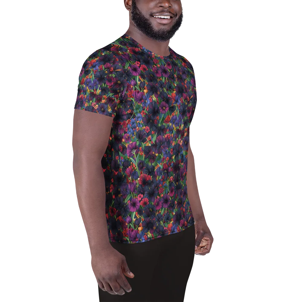 Velvet Wildflowers on Men's Athletic T-Shirt — Right