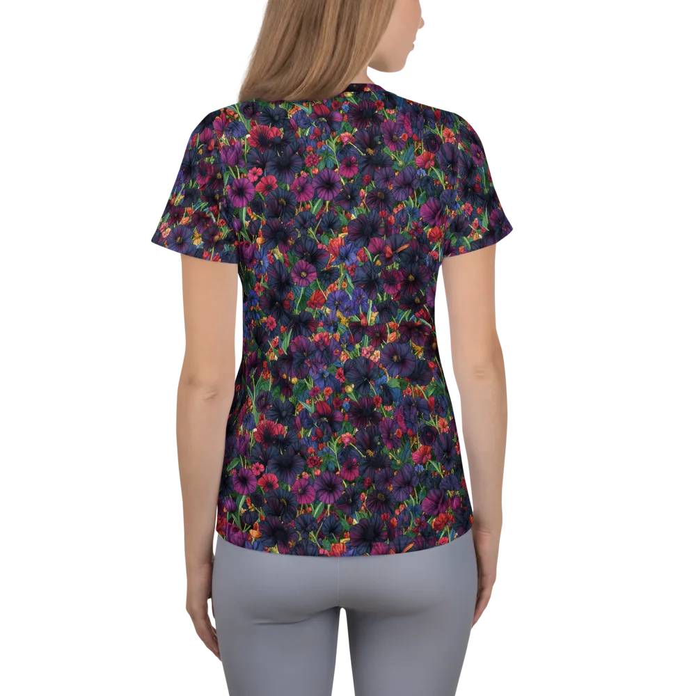 Velvet Wildflowers on Women's Athletic T-Shirt — Back