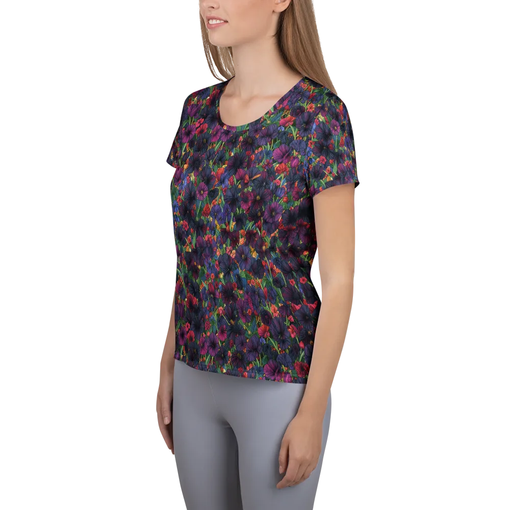 Velvet Wildflowers on Women's Athletic T-Shirt — Left