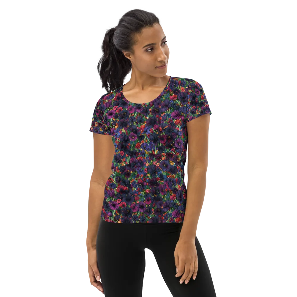 Velvet Wildflowers on Women's Athletic T-Shirt — Front