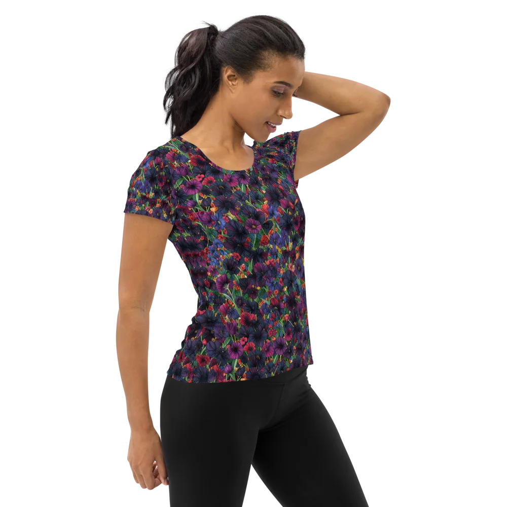 Velvet Wildflowers on Women's Athletic T-Shirt — Right