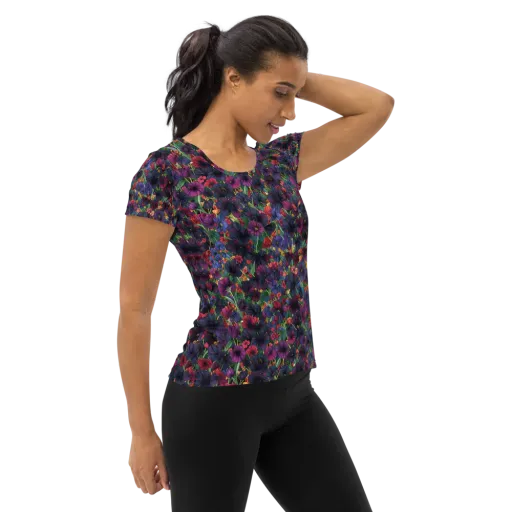 Velvet Wildflowers on a Women's Athletic T-Shirt