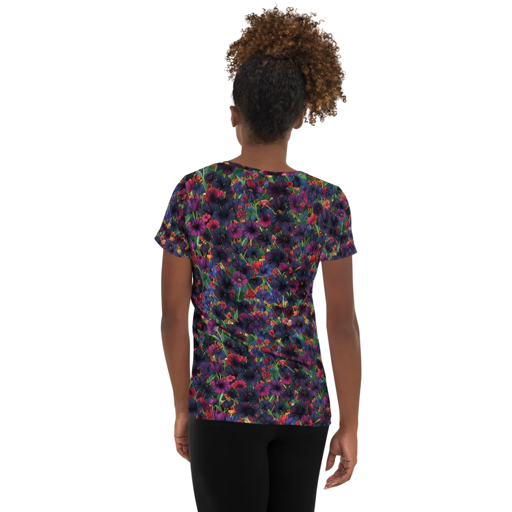 Velvet Wildflowers on Women's Athletic T-Shirt — Back