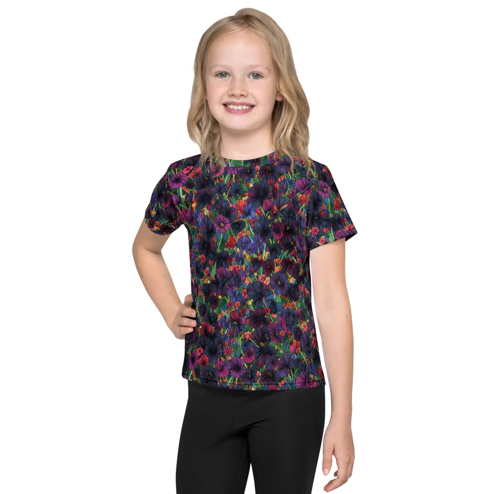 Velvet Wildflowers on Kids Crew Neck T-Shirt — Front