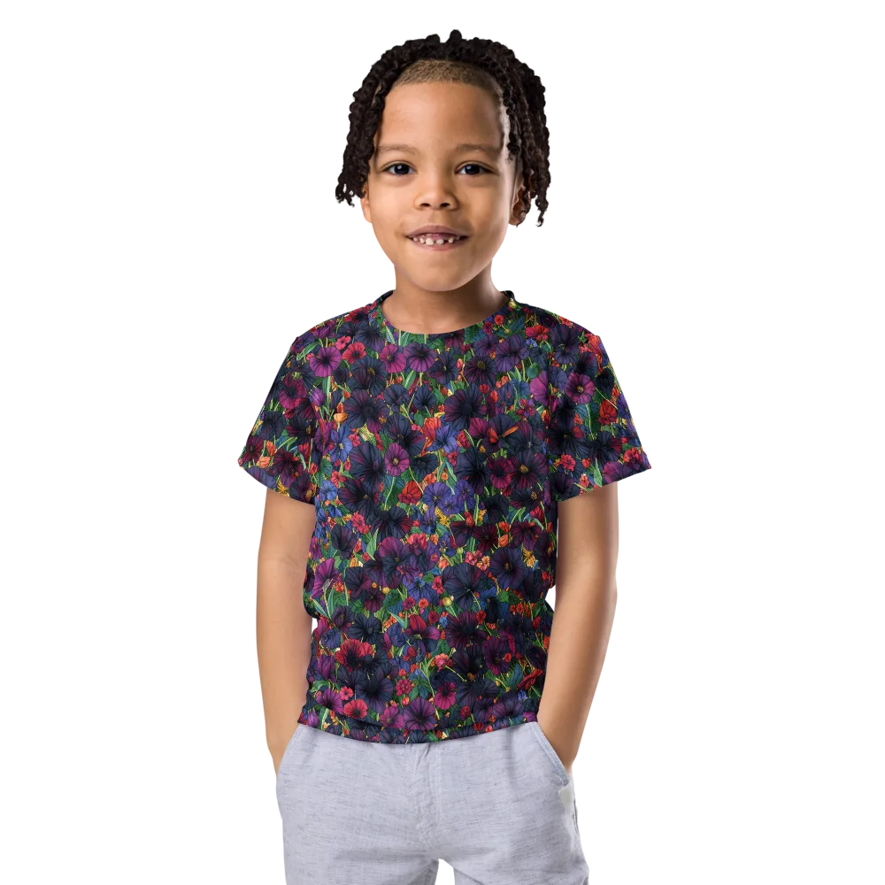 Velvet Wildflowers on Kids Crew Neck T-Shirt — Front