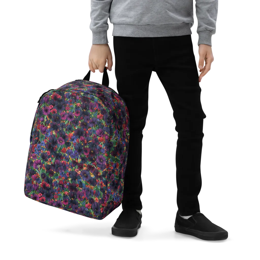 Velvet Wildflowers on Minimalist Backpack — Zoomed-in
