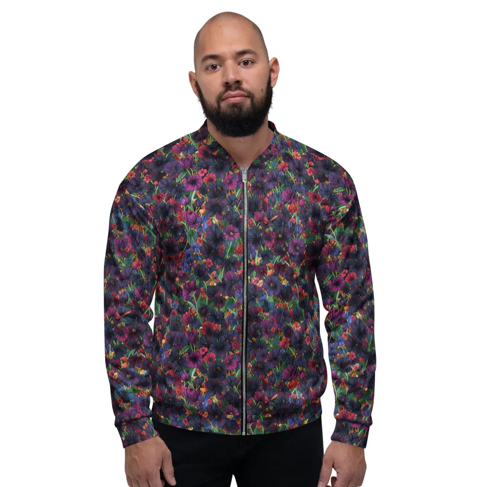 Velvet Wildflowers on Bomber Jacket — Front