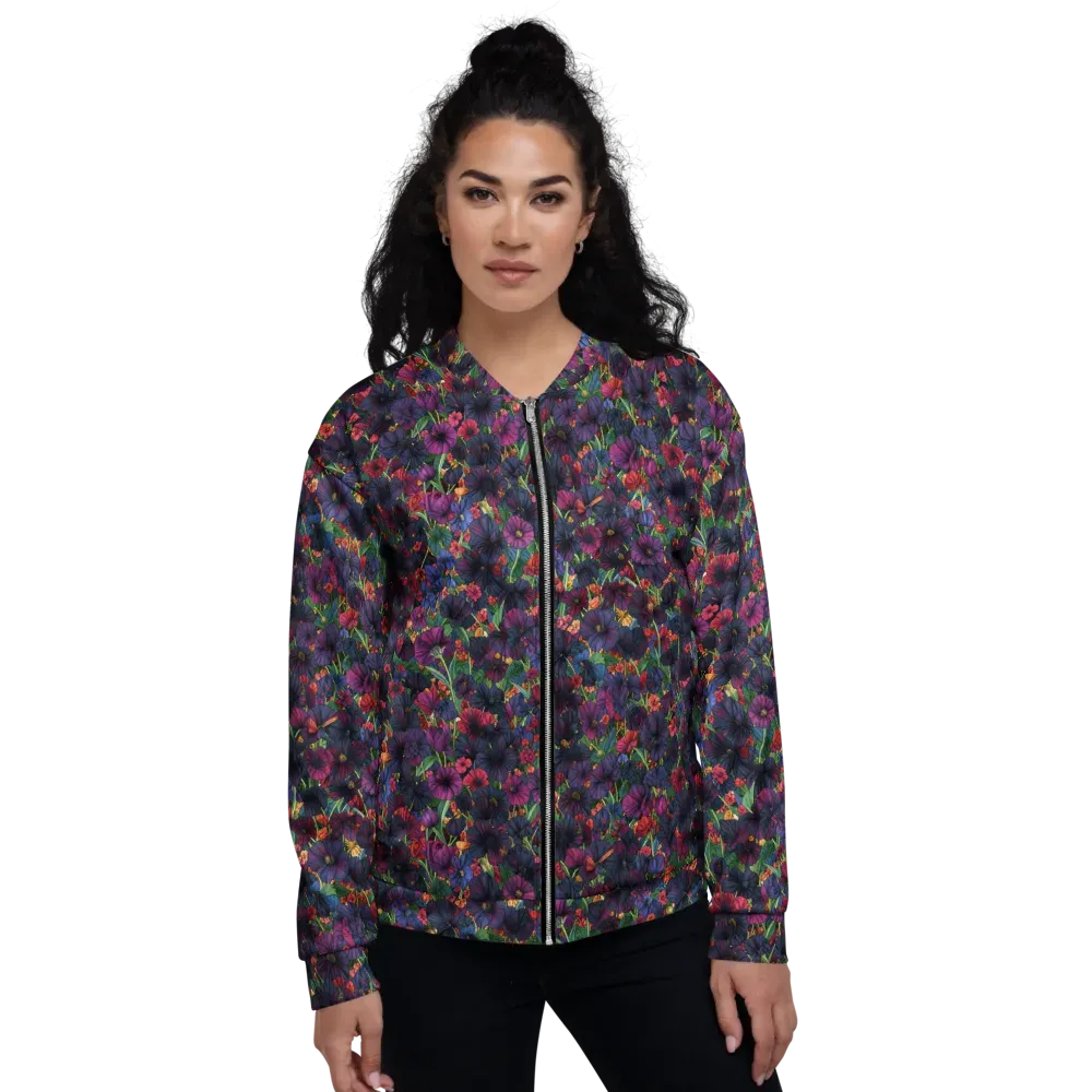 Velvet Wildflowers on Bomber Jacket — Front