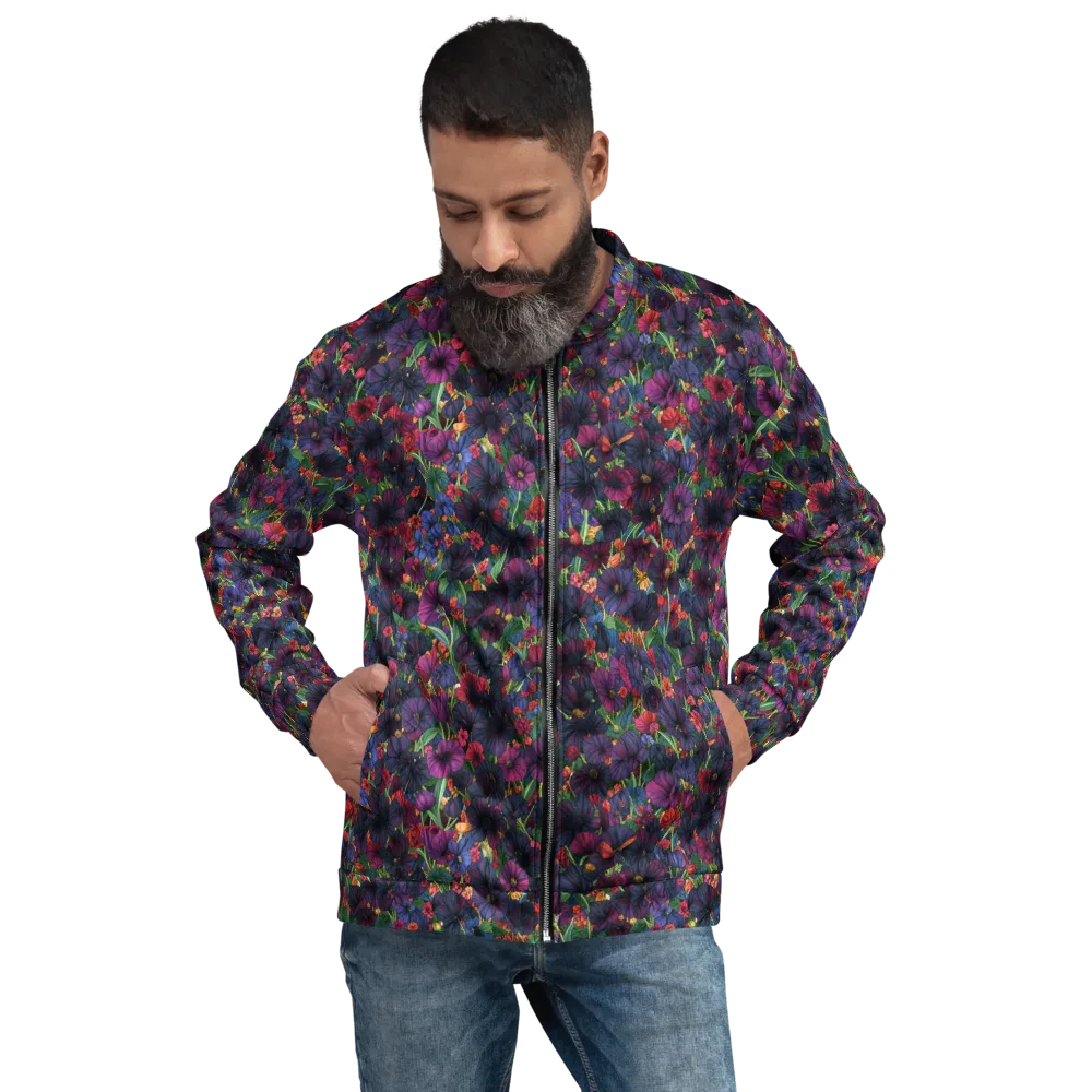 Velvet Wildflowers on Bomber Jacket — Front