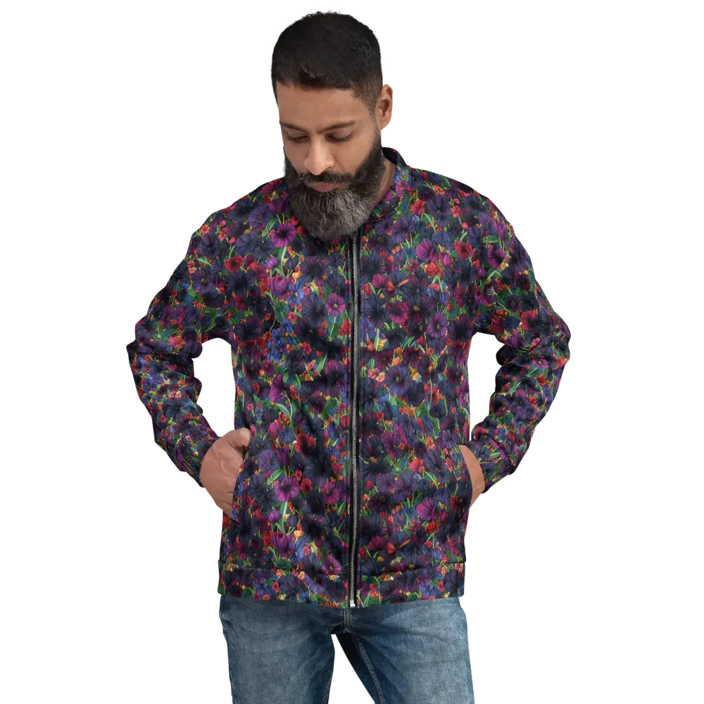 Velvet Wildflowers on Bomber Jacket — Front