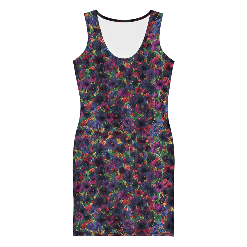 Velvet Wildflowers on Bodycon Dress — Front