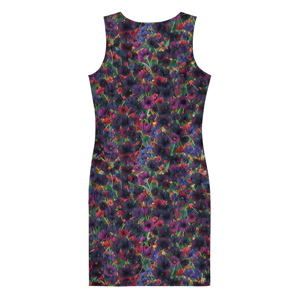 Velvet Wildflowers on Bodycon Dress — Back