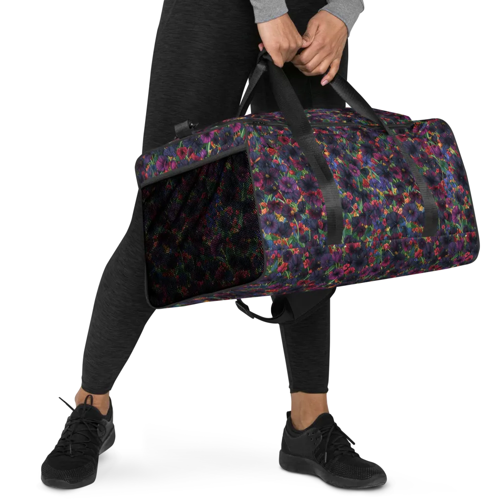 Velvet Wildflowers on Duffle Bag — Right Front