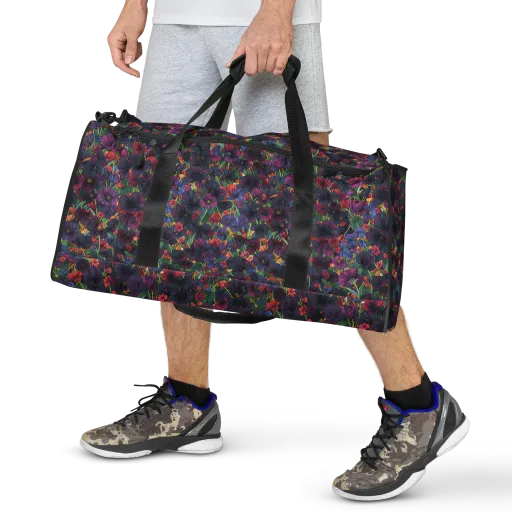 Velvet Wildflowers on a Duffle Bag