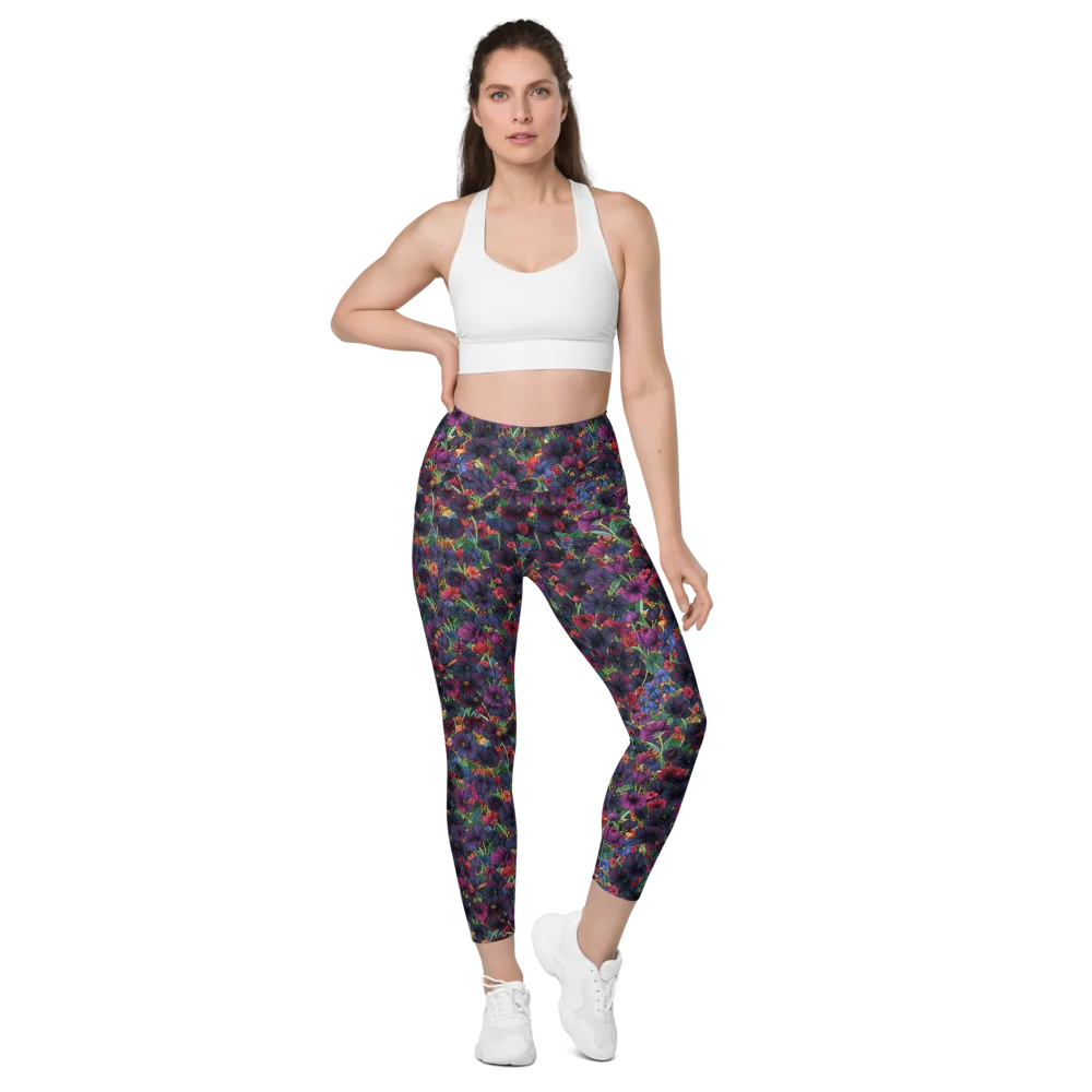 Velvet Wildflowers on Leggings with Pockets — Front