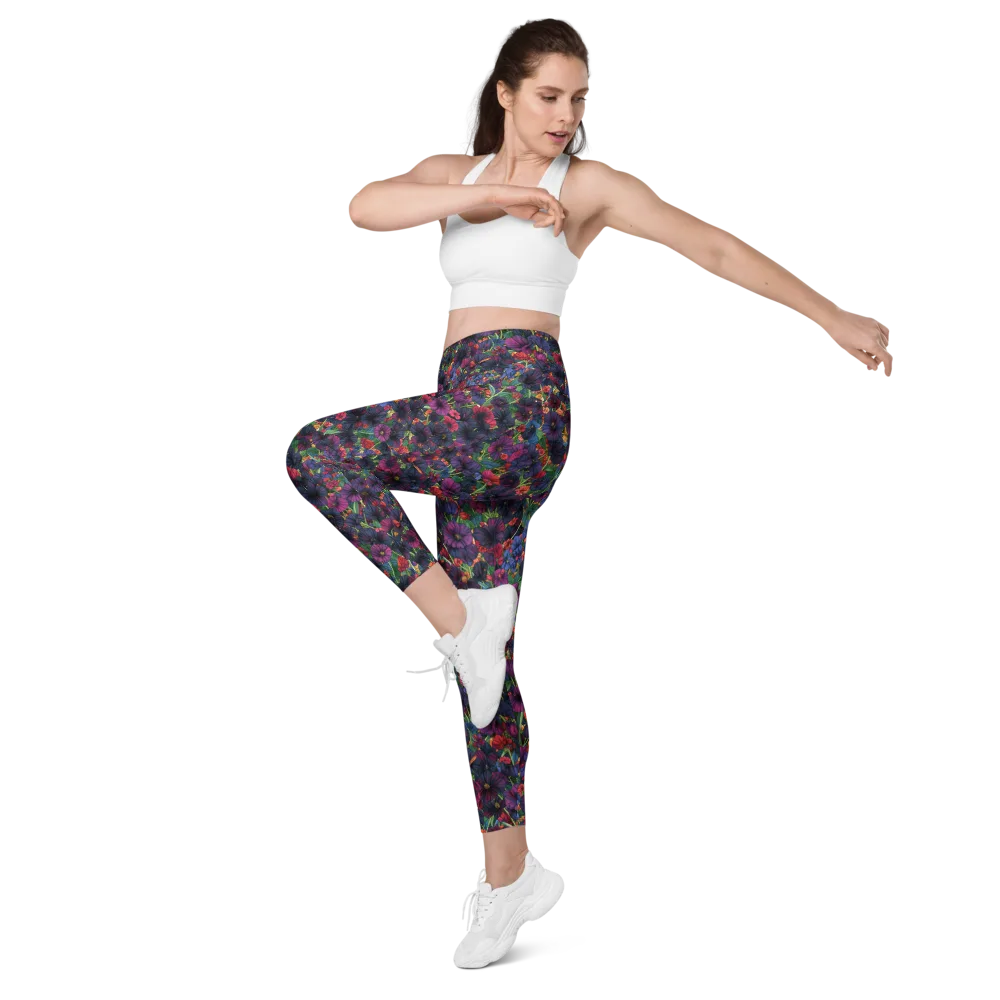 Velvet Wildflowers on Leggings with Pockets — Left Front