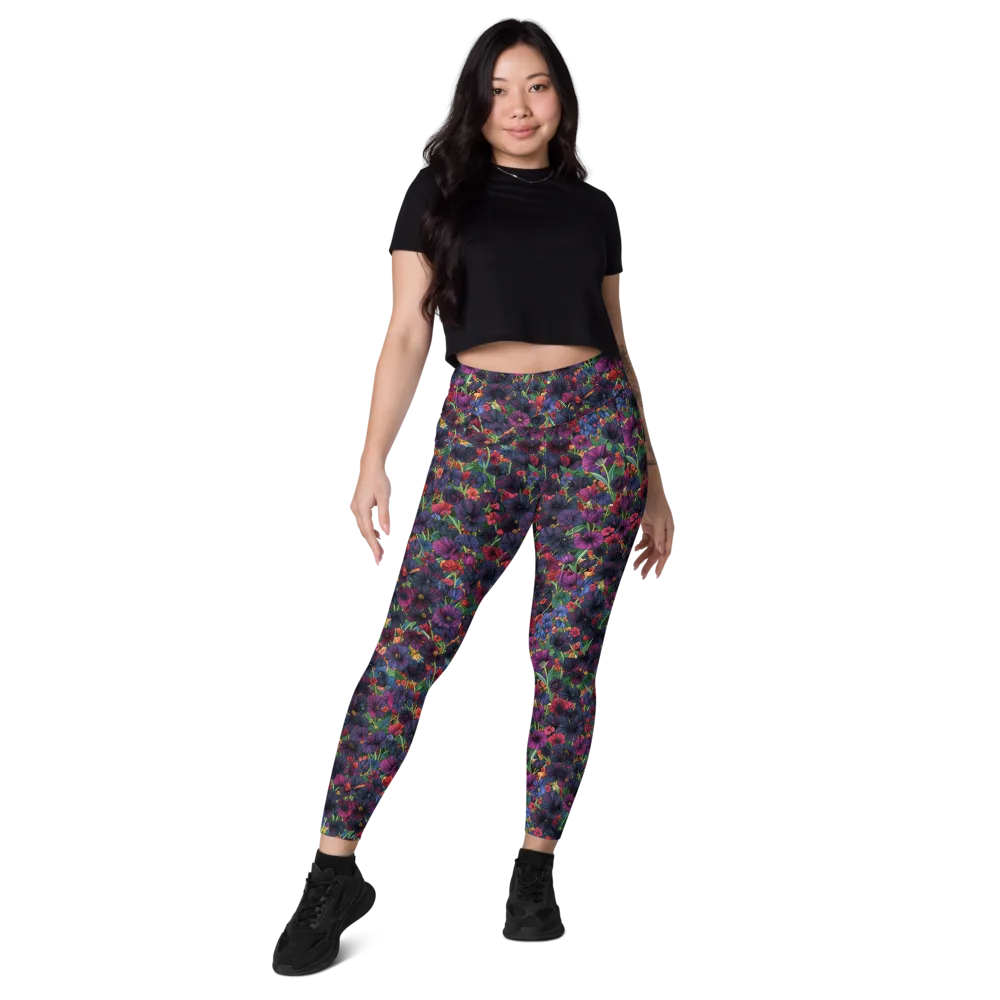 Velvet Wildflowers on Leggings with Pockets — Front