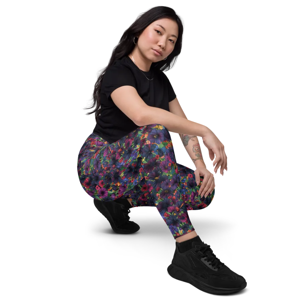 Velvet Wildflowers on Leggings with Pockets — Right Front