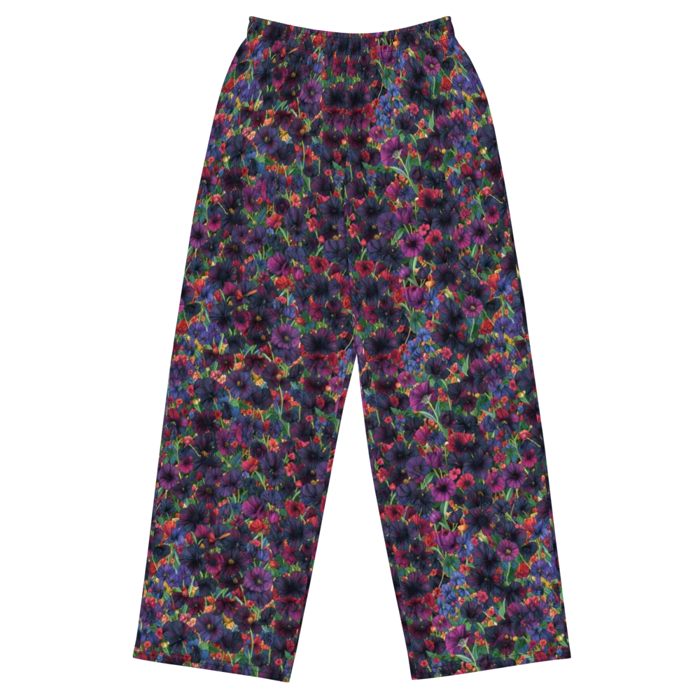 Velvet Wildflowers on Wide-Leg Pants — Front