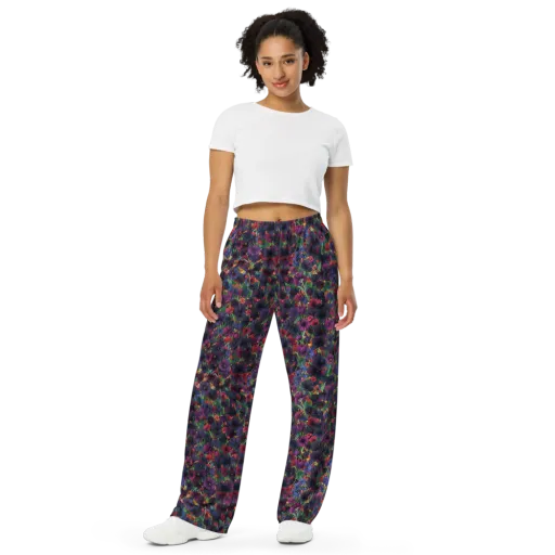 Velvet Wildflowers on a Wide-Leg Pants