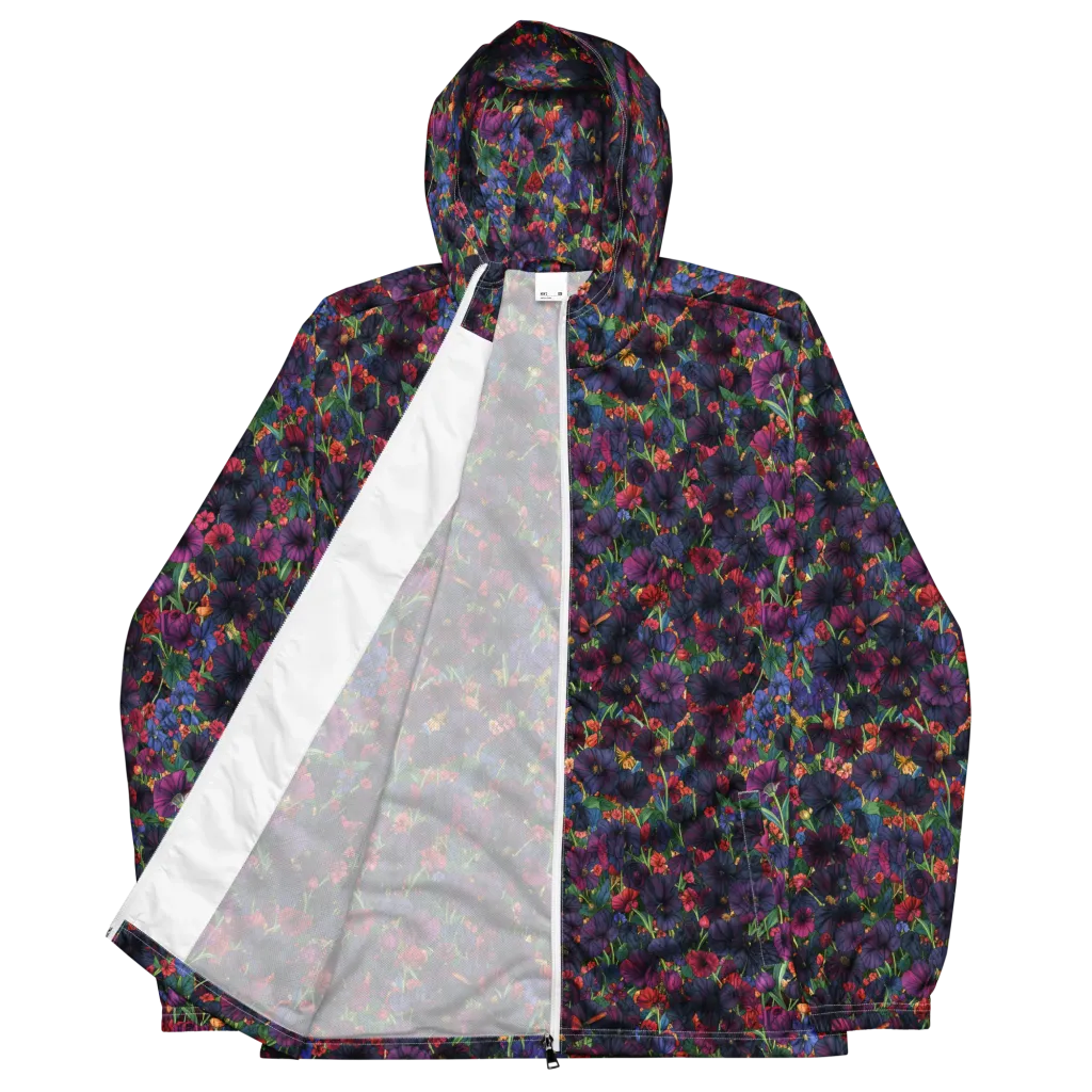 Velvet Wildflowers on Men's Windbreaker — Front