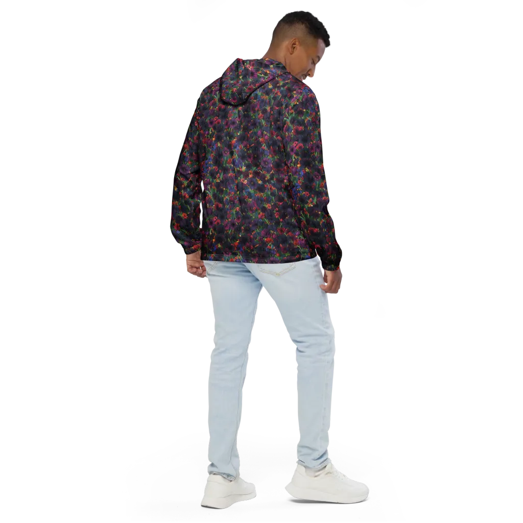 Velvet Wildflowers on Men's Windbreaker — Back