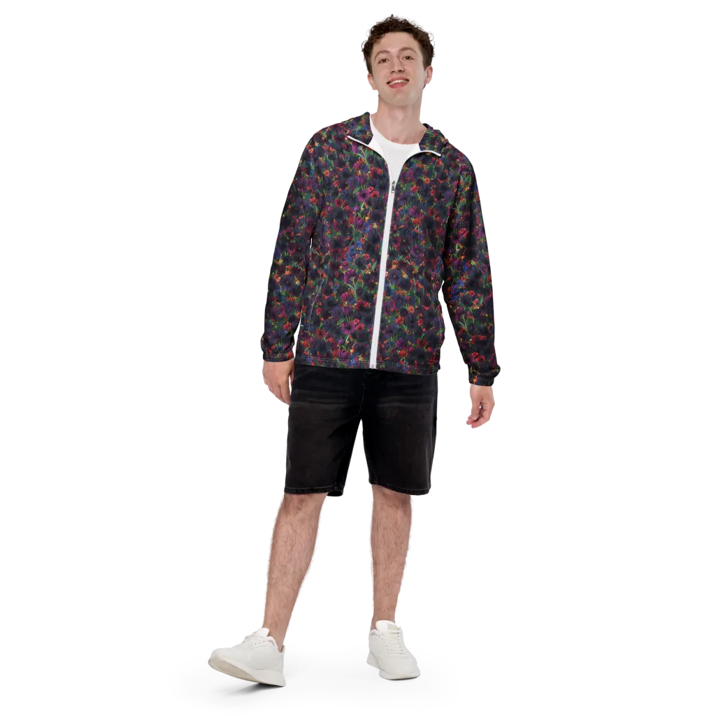 Velvet Wildflowers on Men's Windbreaker — Front