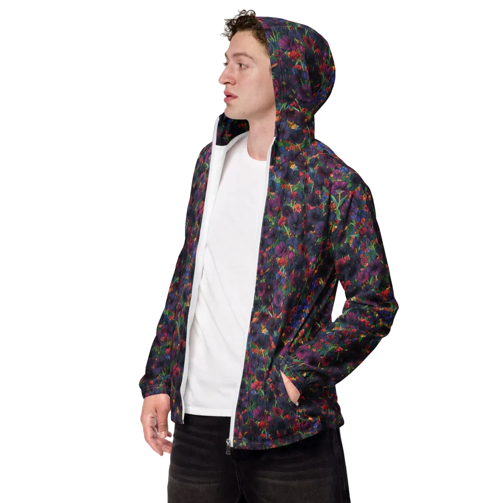 Velvet Wildflowers on Men's Windbreaker — Left Front