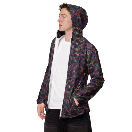 Velvet Wildflowers on a Men's Windbreaker