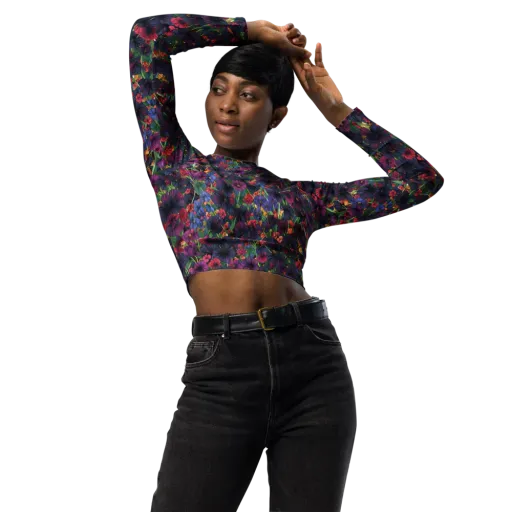 Velvet Wildflowers on a Long Sleeve Crop Top