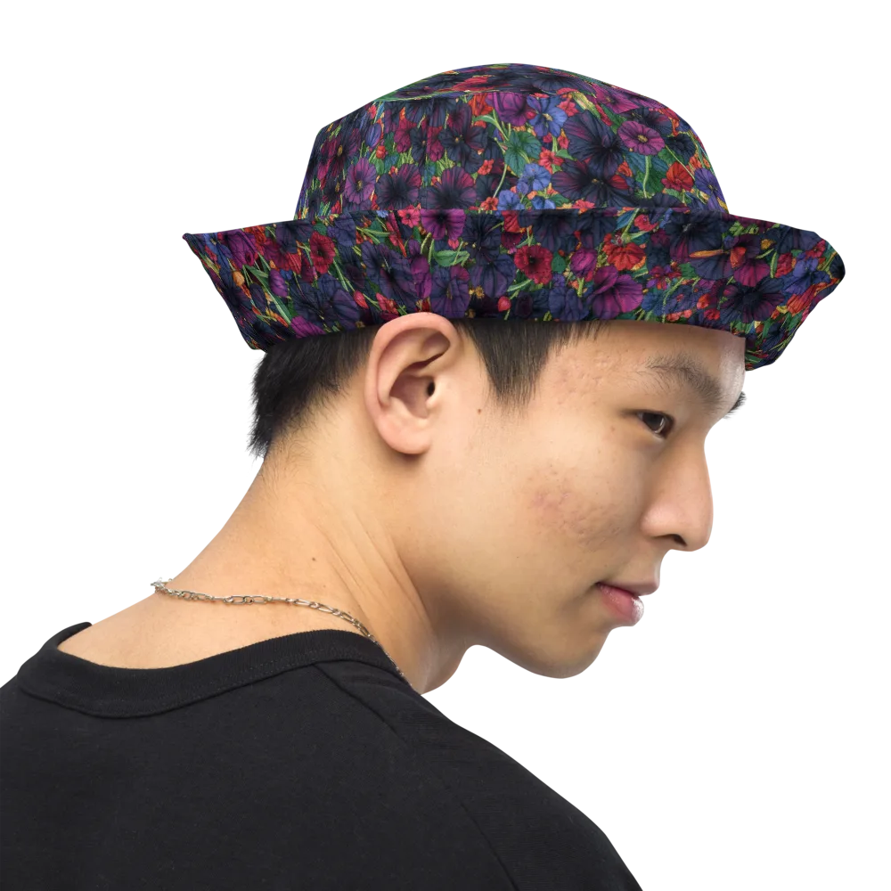Velvet Wildflowers on Reversible Bucket Hat — Right Outside