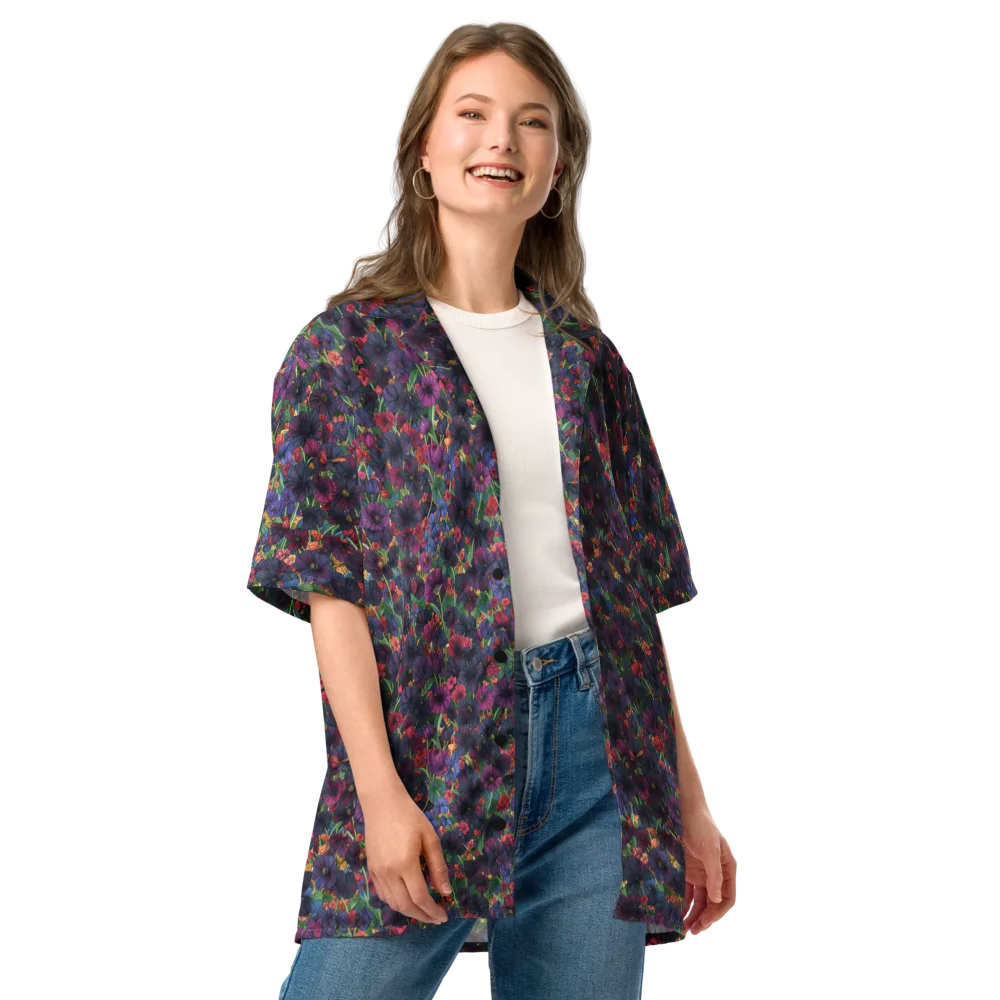 Velvet Wildflowers on Button Shirt — Front