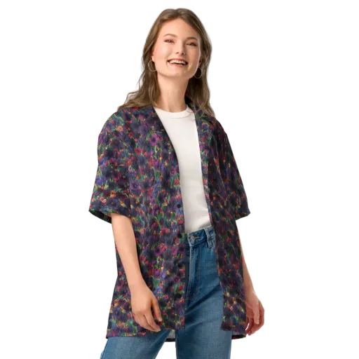 Velvet Wildflowers on a Button Shirt