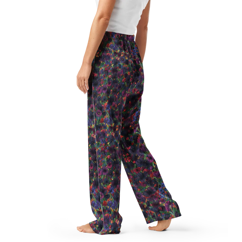 Velvet Wildflowers on Women's Pajama Pants — Left