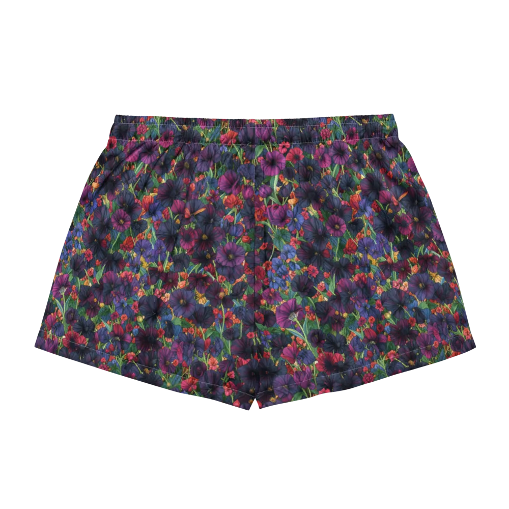 Velvet Wildflowers on Women's Pajama Shorts — Back