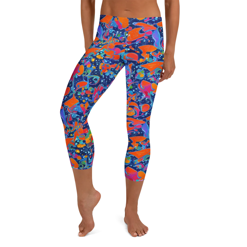 Cosmic Splatter on Capri Leggings — Front
