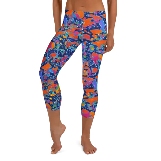 Cosmic Splatter on a Capri Leggings
