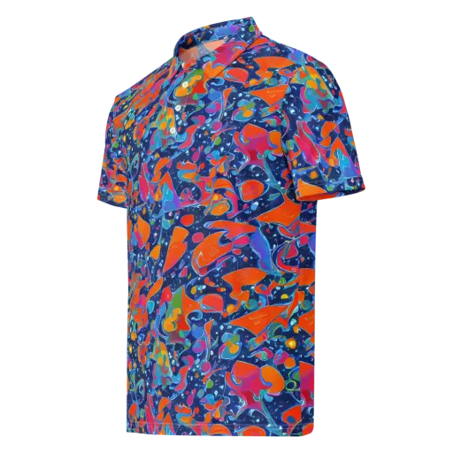 Cosmic Splatter on a Men's Slim Fit Polo Shirt