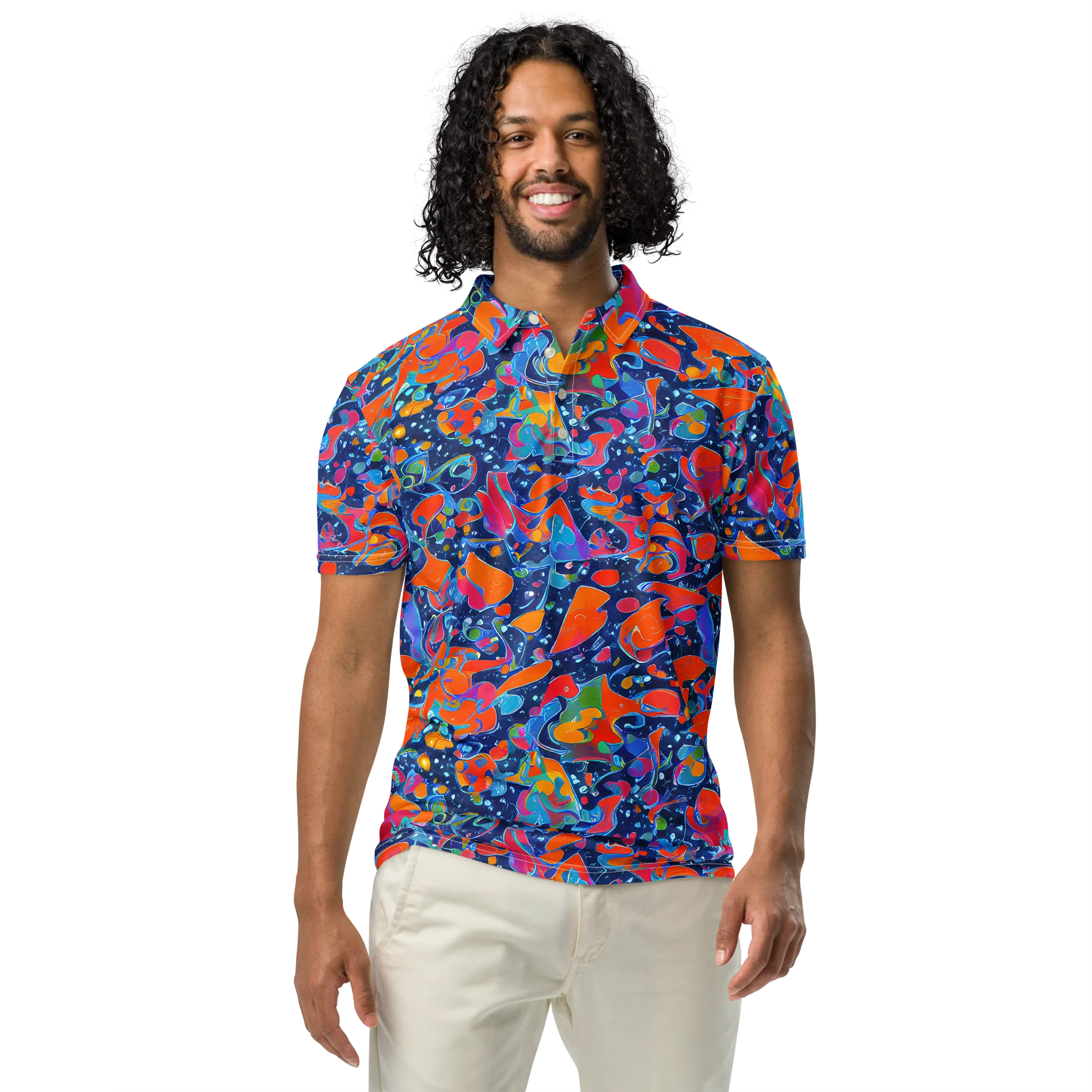 Cosmic Splatter on Men's Slim Fit Polo Shirt — Front