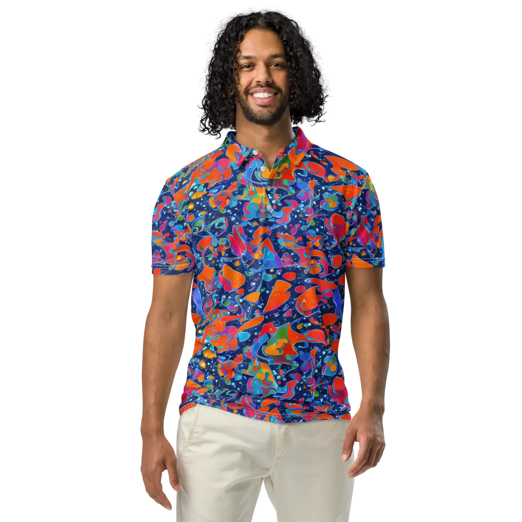 Cosmic Splatter on Men's Slim Fit Polo Shirt — Front