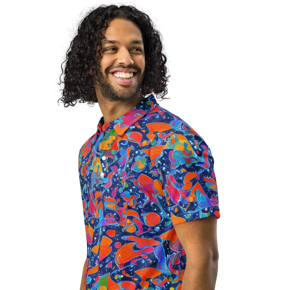 Cosmic Splatter on Men's Slim Fit Polo Shirt — Left Front