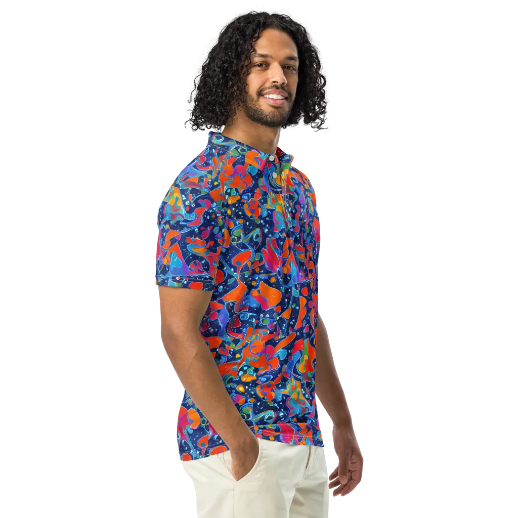 Cosmic Splatter on Men's Slim Fit Polo Shirt — Right Front
